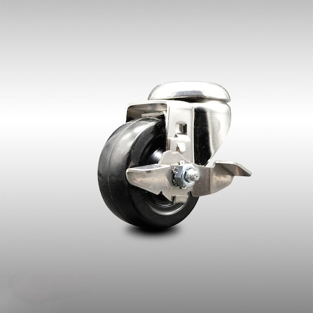 Service Caster 3.5 Inch 316SS Hard Rubber Wheel Swivel Bolt Hole Caster with Brake SCC SCC-SS316BH20S3514-HRS-TLB